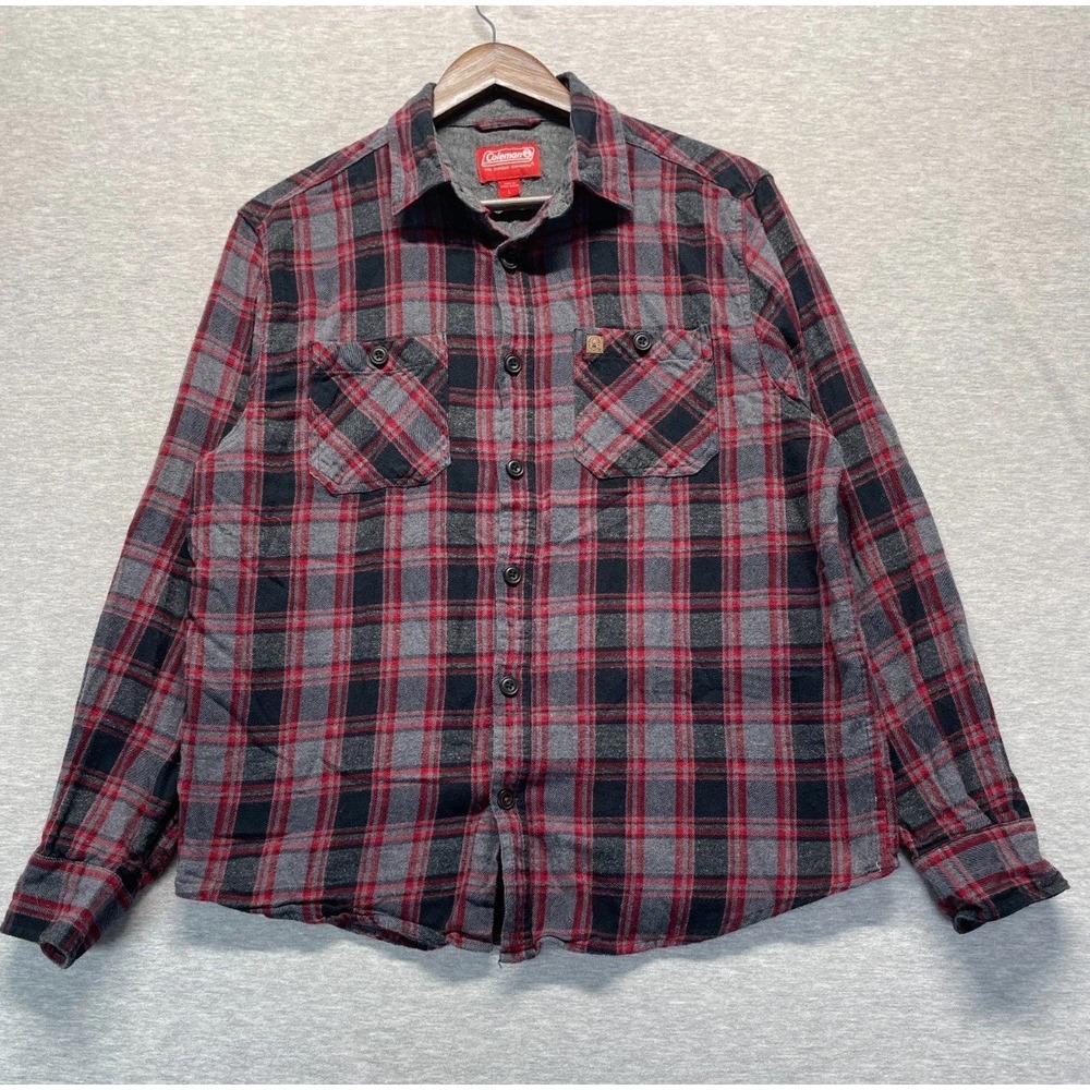Coleman The Outdoor Company Flannel Shirt Men Large Multi Plaid Cotton Button Up